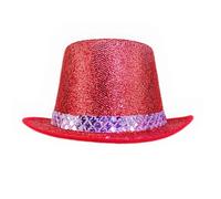 dPois Felt Top Hats Set Head Circumference Deluxe Magician Ringmaster Hats For Adults Halloween Comedy Cos Costume Red One Size