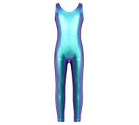 dPois Girls' Metallic Gymnastics Leotard Ballet Dance Tank Unitard Sleeveless Jumpsuit One Piece Full Length Bodysuit Colorful 9-10 Years