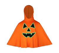 dPois Halloween Ghosts Costume Cape Outfit Glow in the Dark Ghost Poncho Pumpkin Hooded Cloak Orange 7-8