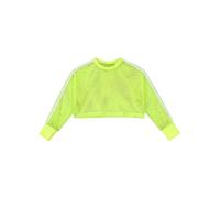 dPois Kids Girls Fishnet Sheer Long Sleeve Blouse See Through Mesh Crop Top Round Neck T-Shirt Fluorescent Green 5-6 Years