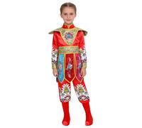 dPois Kids Peking 5 Pcs Opera Performance Outfit China Opera Print Patterns Clothes Folk Dance Embroidery Suit Red 5-6 Years