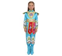 dPois Kids Peking 5 Pcs Opera Performance Outfit China Opera Print Patterns Clothes Folk Dance Embroidery Suit Blue 6-7 Years
