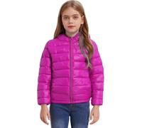 dPois Kids Windproof Down Coat Boys Girls Puffer Jacket Packable Hooded Lightweight Outwear Coats Hot Pink 7-8 Years