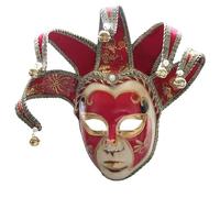 dPois Masquerade Venetian Jester Mask Music Mardi Gras Exquisite Decoration Art Collection Mask For Musical Party Red One Size