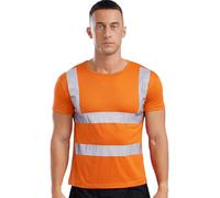 dPois Men's Quick Dry Volunteer Activities Athletic Sports T-Shirts Hi Vis Reflective Social Service Workwear Orange 3XL