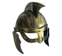 dPois Roman Knight Helmet, Spartan Gladiator Costume Helmet Plastic Medieval Hat With Red Feather For Cosplay Gold One Size