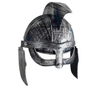 dPois Roman Knight Helmet, Spartan Gladiator Costume Helmet Plastic Medieval Hat With Red Feather For Cosplay Silver One Size