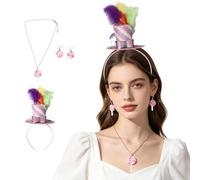 dPois Sweet Mini Top Hat Headband Crazy Hat Day Candy Costume Accessories Lollipop Jewelry for Mardi Gras Rainbow One Size