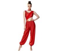 dPois Women Indian Belly Dancing Outfits Bellydance Costume | One Piece Romper,Metallic Shiny Trim,Role Playing Maid Outfit,Built-in Briefs,One Piece Dance Leotard,Belly Dancer Costumes