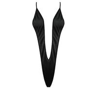 dPois Women's Sexy Weeny Sling Shot Micro Mini Bikini Thong Bodysuit Teddy Mankini Swimsuit Black Type A One Size