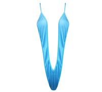 dPois Women's Sexy Weeny Sling Shot Micro Mini Bikini Thong Bodysuit Teddy Mankini Swimsuit Blue Type A One Size