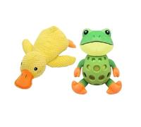 Dpptgh 2025 Upgraded Mellow Dog Calming Duck Toy,Yellow Stuffed Duck Dog Toy with Carrot,Interactive Chew Toy for Dogs Indoor Puppy(Small duck frog)