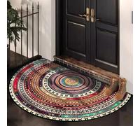 Dpptgh Boho Style Semicircular Door Mat - Non Slip Soft Floor Carpet, Half Round Welcome Entrance Way Absorbent Floor Rug, Boho Mandala Washable Decorative Mats for Kitchen Bathroom(F,50 * 80CM)