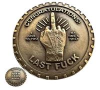 Dpptgh Last Fuck to Give EDC Challenge Coin, Funny Humor Challenge Coin, Hilarious Sarcastic Gift Now I Have Zero for Burnout & No Fucks Left, Office Joke Token (1pcs)