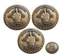 Dpptgh Last Fuck to Give EDC Challenge Coin, Funny Humor Challenge Coin, Hilarious Sarcastic Gift Now I Have Zero for Burnout & No Fucks Left, Office Joke Token (3pcs)