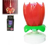 Dpptgh Magic Flower Birthday Candle, Novelty Birthday Candle Musical Pop-Up Surprise Candles, Spin, Play Happy Birthday Song, Creative Party Singing Decor, Unique Cake Topper for Kids & Adults(Red)