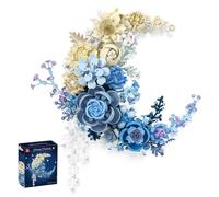 Dpptgh Moon Flower Building Set, Flower Bouquet Building Sets, Jie Star Moonflower Building Sets of Crescent, Hanging Botanicals Blocks for Tables or Wall, Unique Gift for Adults(B-934 PCS)