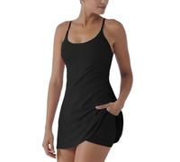 Dpptgh The Ultimate Tummy Control Backless Active Dress -Made for Movement & Easy Bathroom Breaks, Workout Exercise Dress(Black,XL)