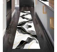 Dppyuxa Abstract Ink Painting Rug Runners for Hallways Non Slip Modern Wave Washable Long Runner Rug Luxury Gold Line Kitchen Bedroom Corridor Entryway Floor Mat 60x120cm