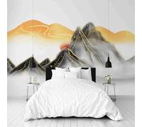 Dppyuxa Abstract Mountain Mural Wallpaper Ink Painting Sunrise Wall Mural 450x315 cm Art Prin Non-Woven Wall Murals Eco-Friendly Photo Wallpaper for Living Room Bedrooms Kitchen Home Decoration
