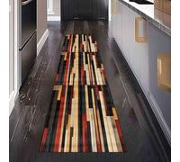 Dppyuxa Abstract Striped Long Runner Rug 80x180CM Modern Splicing Non Slip Washable Carpet Runners for Hallways Geometric Rectangle Rugs Kitchen, Entryway Indoor Floor Mat
