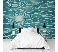 Dppyuxa Abstract Sun Mural Photo Wallpaper Boho Wave Wall Murals for Living Room Bedrooms 400x280 cm Mural Wallpaper Backdrop Wall Interior Decor 3D Effect Murals Restaurant Hallway
