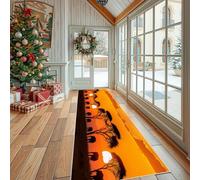 Dppyuxa African Wildlife Anti-Slip Hallway Runner MatTribal Sunset Machine Washable Rug Runners for Kitchen Bedroom Corridor Natural Landscape Non Slip Indoor Carpet 80x200 cm