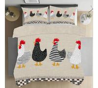 Dppyuxa Animal Chicken Single Duvet Cover Set Bedding Geometric Checkered Patterns Quilt Covers Easy Care Soft Microfiber Bedding Set Breathable Hypoallergenic Bed Covers with 2 Pillowcases