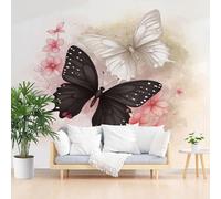 Dppyuxa Animal Print Butterfly Mural Photo Wallpaper Watercolor Floral Wall Murals for Living Room Bedrooms 400x280 cm Mural Wallpaper Backdrop Wall Interior Decor 3D Effect Murals