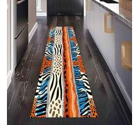 Dppyuxa Animal Print Leopard Non Slip Runner Rug Washable Abstract Zebra Hallway Runner Carpet for Kitchen, Living Room Bohemian Stripe Anti-Slip Entryway Floor Mat 60x150cm