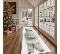 Dppyuxa Animals Alpaca Non Slip Washable Runner Cute Grass Hallway Rug for Kitchen Bedroom Carpet Runners Indoor Farm Animal Wild Animal Entryway Floor Mat 80x240 cm