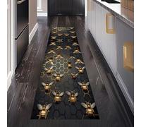 Dppyuxa Animals Bee Rug Runners for Hallways Non Slip Insect Honeycomb Washable Long Runner Rug Doodle Polygon Kitchen Bedroom Corridor Entryway Floor Mat 80x300cm