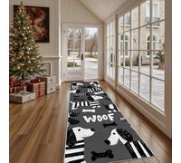 Dppyuxa Animals Dog Non Slip Washable Runner Striped Puppy Hallway Rug for Kitchen Bedroom Carpet Runners Indoor Doodle Paw Print Entryway Floor Mat 80x240 cm