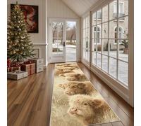 Dppyuxa Animals Highland Cattle Carpet Runners for Hallways Non Slip Country Cow Extra Long Rug Machine Washable Runner Rugs Rustic Farm Animal Indoor Hallway Kitchen Bedroom 60x180cm