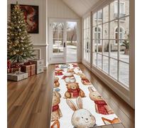 Dppyuxa Animals Wild Animal Long Runner Rug 80x180CM Watercolor Rabbit Non Slip Washable Carpet Runners for Hallways Cute Fox Rugs Kitchen Entryway Indoor Floor Mat