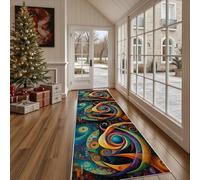 Dppyuxa Anti-Slip Hallway Runner MatAbstract Vortex Machine Washable Rug Runners for Kitchen Bedroom Corridor Surreal Planet Non Slip Indoor Rugs Space Galaxy Carpet 80x200 cm