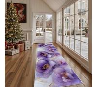 Dppyuxa Anti-Slip Hallway Runner MatFloral Flower Machine Washable Rug Runners for Kitchen Bedroom Corridor Watercolor Blossom Non Slip Indoor Rugs Modern Petal Carpet 80x200 cm