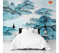 Dppyuxa Asian Landscape Mural Photo Wallpaper Ink Painting Mountain Wall Murals for Living Room Bedrooms 200x140 cm Mural Wallpaper Backdrop Wall Interior Decor 3D Effect Murals Restaurant Hallway