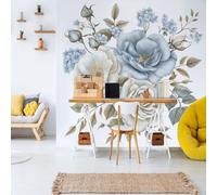 Dppyuxa Botanical Rose 3D Effect Wall Murals for Bedrooms Watercolor Floral Wallpaper Mural 300x210 cm Kids Living Room Home Decoration, Photo Paper Mural Non-Woven