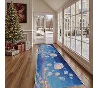 Dppyuxa Carpet Runners for Hallways Non Slip Aesthetic Conch Extra Long Rug Coastal Seaside Machine Washable Runner Rugs Painting Cloud Indoor Hallway Kitchen Bedroom 60x180cm