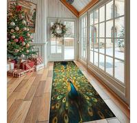 Dppyuxa Carpet Runners for Hallways Non Slip Animal Peacock Extra Long Rug Luxury Feathers Machine Washable Runner Rugs Art Deco Bird Indoor Hallway Kitchen Bedroom 60x180cm