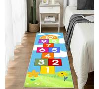 Dppyuxa Carpet Runners for Hallways Non Slip Cartoon Hopscotch Game Extra Long Rug Cute Flower Machine Washable Runner Rugs Spring Number Indoor Hallway Kitchen Bedroom 60x180cm