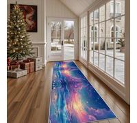 Dppyuxa Carpet Runners for Hallways Non Slip Space Galaxy Extra Long Rug Abstract Sunset Machine Washable Runner Rugs Colorful Nebula Indoor Hallway Kitchen Bedroom 60x180cm