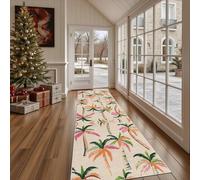 Dppyuxa Carpet Runners for Hallways Non Slip Tropical Palm Tree Extra Long Rug Summer Coconut Tree Machine Washable Runner Rugs Botanical Leaves Indoor Hallway Kitchen Bedroom 60x180cm