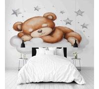 Dppyuxa Cartoon Bear Mural Photo Wallpaper Cute Cloud Wall Murals for Living Room Bedrooms 200x140 cm Mural Wallpaper Backdrop Wall Interior Decor 3D Effect Murals Restaurant Hallway