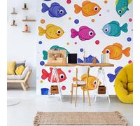 Dppyuxa Cartoon Fish 3D Effect Wall Murals for Bedrooms Marine Life Animal Wallpaper Mural 300x210 cm Kids Living Room Home Decoration, Photo Paper Mural Non-Woven