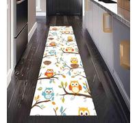 Dppyuxa Cartoon Owl Long Runner Rug 80x180CM Cute Tree Non Slip Washable Carpet Runners for Hallways Kids Branch Rugs Kitchen, Entryway Indoor Floor Mat