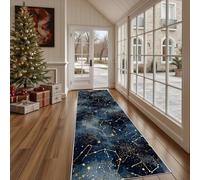 Dppyuxa Celestial Starry Rug Runners for Hallways Non Slip Abstract Galaxy Washable Long Runner Rug Space Planet Kitchen Bedroom Corridor Entryway Floor Mat 80x300cm