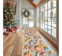 Dppyuxa Coastal Seashell Carpet Runners for Hallways Non Slip Nautical Starfish Extra Long Rug Colorful Marine Machine Washable Runner Rugs Indoor Hallway Kitchen Bedroom 60x180CM