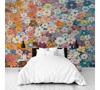 Dppyuxa Colorful Floral 3D Effect Wall Murals for Bedrooms Abstract Flower Wallpaper Mural 500x280 cm Kids Living Room Home Decoration, Photo Wallpaper Mural Non-Woven